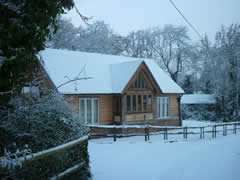 Wren Cottage in the snow